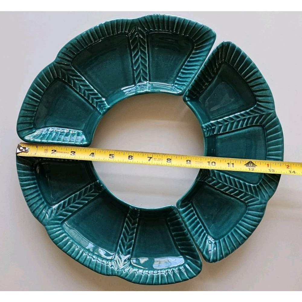 MCM California Pottery Turquoise #895 Lazy Susan 3-Piece Serving Tray Set - Picture 2 of 12